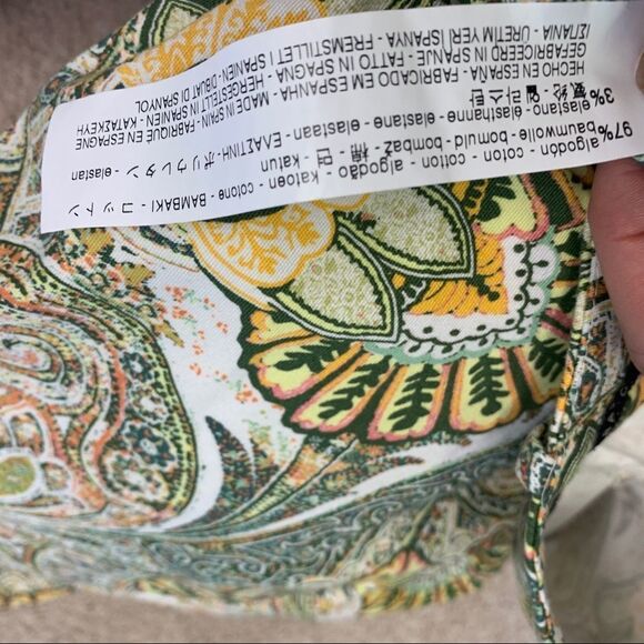 Zara green paisley floral print pants Sz 6 - Picture 5 of 10